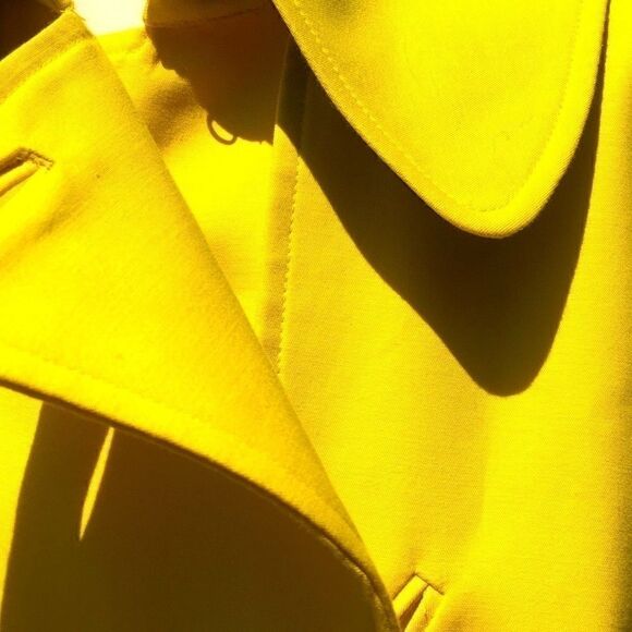 Lauren Ralph Lauren Cropped Trench Cropped double breast yellow black buttons L - Picture 5 of 16